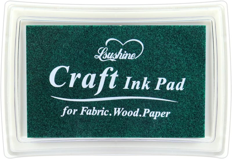 Lsushine Craft Ink Pad for Rubber Stamps, Paper, Wooden, Fabric, Scrapbooking, Non-Toxic Finger Ink Pads for Kids (Blackish Green) - Image 1